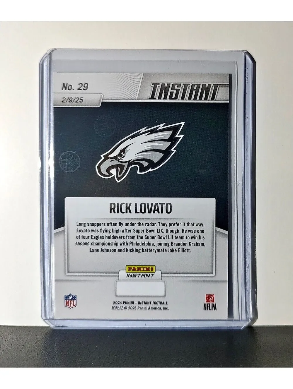 Rick Lovato 2024 Panini Super Bowl LIX Champions NFL #29 Football Card Eagles